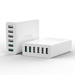BlitzWolf BW-S15 încărcător USB de birou, 60W, 6 porturi USB (2 porturi de încărcare rapidă + 4 porturi standard) - BlitzWolf