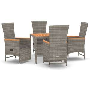 Grey polyrattan garden dining set with 4 chairs and a table - Garden Dining Set