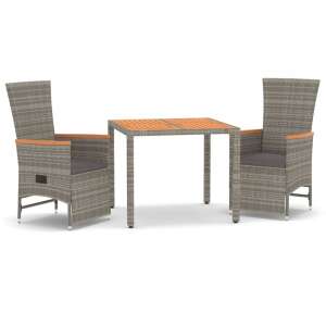 Grey polyrattan garden dining set with 2 chairs and a table - Garden Set