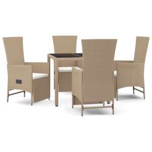 Beige polyrattan garden dining set with 4 chairs and a table - Garden Set