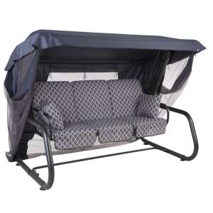 Dajar Venezia 4 személyes kerti hintaágy tetővel és szúnyoghálóval, antracit váz mintás párnák - Hintaágy & Hintaszék