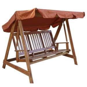 ROJAPLAST LUISA 3 személyes kerti hintaágy tetővel, fenyőfa, lakkozott, narancssárga - Hintaágy