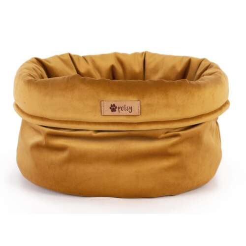 Petsy Royal Basket kutya és macska fekhely mustársárga bársonyban