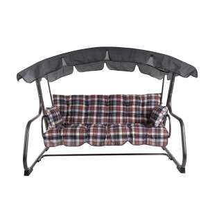 DAJAR RAVENNA exkluzív lehajtható fém kerti hintaágy baldachinnal és kockás párnák - Hintaágy & Hintaszék