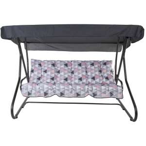 DAJAR MILANO 3 személyes kerti hintaágy, tetővel és rózsaszín-szürke mintás párnák - Dajar