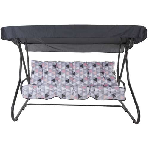 DAJAR MILANO 3 személyes kerti hintaágy, tetővel és rózsaszín-szürke mintás párnák