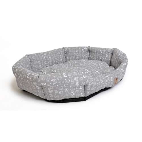 Petsy Max 90 cm kutyaágy, szürke fehér kutyás mintával