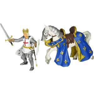 Papo Saint Louis on Horseback Figure, historical figure, medieval knight, toy figure, collectible figure, plastic figure - Papo Figure