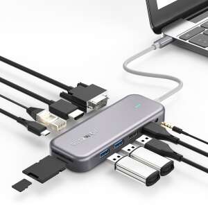 Blitzwolf BW-TH8 USB-C Hub mit 4K HDMI, VGA, SD-Kartenleser, USB 3.0-Ports, RJ45 und Audio-Buchse - USB-Hubs
