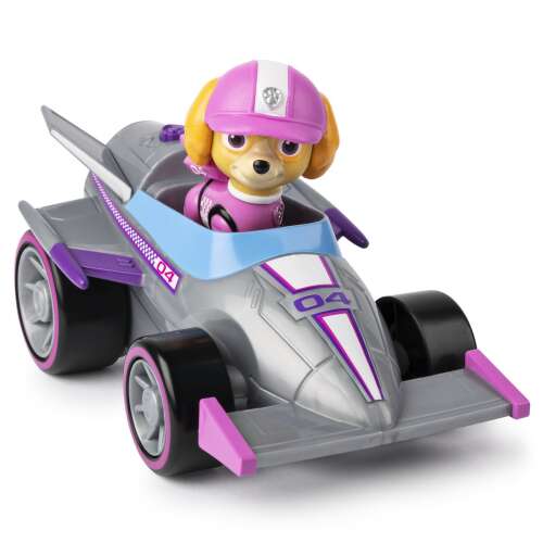 Paw Patrol Skye Ready Race Rescue Race & Go Deluxe Vehicle toy car with pull back motor, grey, pink, blue, white