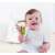 Baby playing with Hape Double Triangle Teether, wooden teething toy for babies, with two silicone triangles, 0 months+
