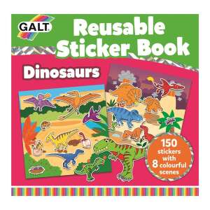 Galt Reusable Sticker Book Dinosaurs, featuring 150 stickers and 8 colorful scenes - Sticker activity book