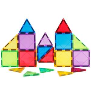 Magplayer 20 piece magnetic building tiles, colorful, transparent, geometric shapes, for kids, STEM learning, creativity - Magnetic building game