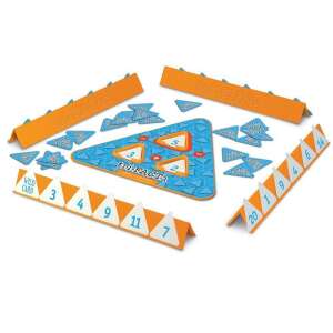tri-FACTa math game for kids, addition and subtraction game, triangle game board, 100 number cards, 4 plastic holders - Learning Resources