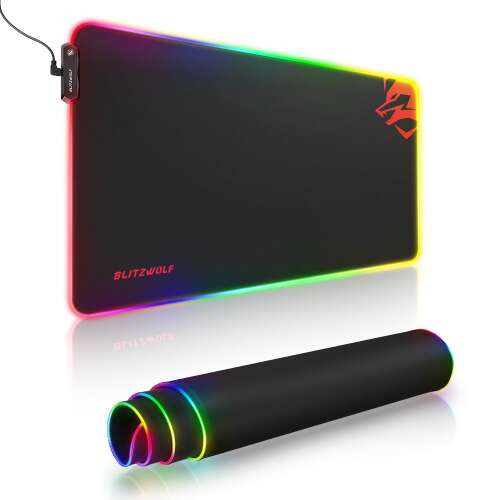 BlitzWolf BW-MP1 RGB mousepad pentru jocuri cu 10 efecte de iluminare, dimensiune 800x400mm, negru