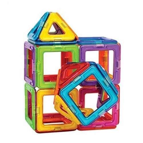 Set de blocuri magnetice de construcție, 45 de piese, colorate, triunghiuri și pătrate, construiește structuri, jucării STEM, jucării educative, jucării pentru copii