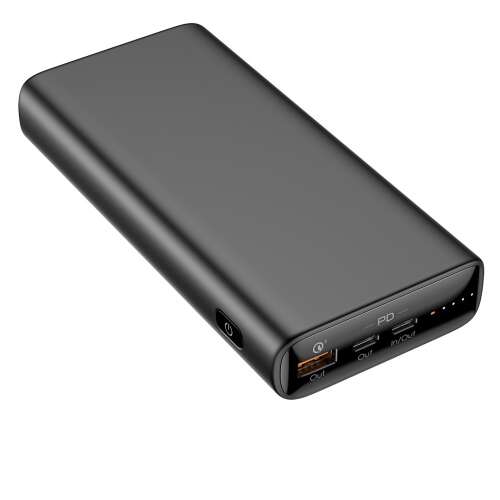 Veger T65A 20000mAh PD65W laptop power bank, fekete, 3 USB porttal