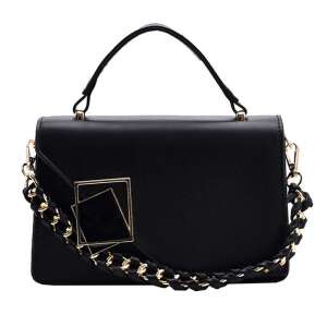 Schwarze Dollcini Damenhandtasche mit goldener Kettenriemen und Topgriff - Handtaschen