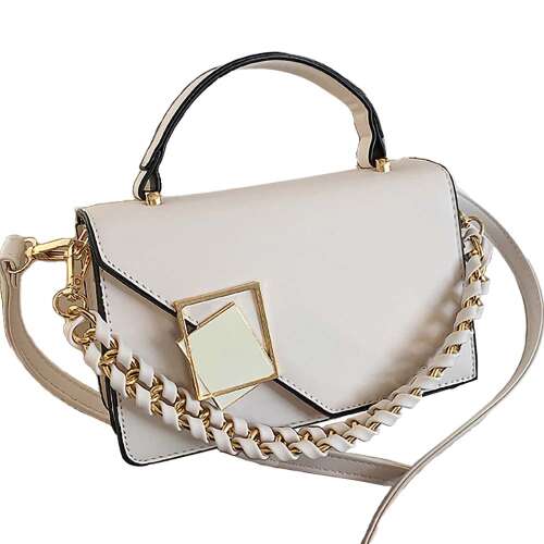 Damskie torebki Dollcini, biała torebka typu listonoszka z PU skóry z łańcuszkowym paskiem