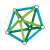 Geomag Classic Green Line magnetisches Konstruktionsspielzeug, zeigt einen Würfel, der mit grünen und blauen Stäben und silbernen Kugeln gebaut wurde