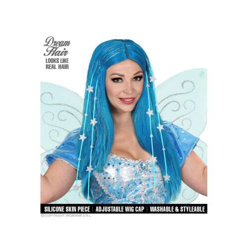 Kék tündér paróka csillagokkal, Dream Hair márka, jelmez paróka nőknek - Widmann