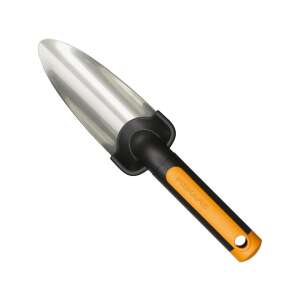 Fiskars Premium sapa îngustă de transplantat, 35 cm lungime, cu mâner portocaliu și negru, cap din oțel inoxidabil, pentru plantare, transplant și plivit - Unelte de plantare