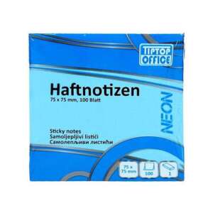 Tiptop Office Haftnotizen Neon Blau, 75x75mm, 100 Blatt - Notizblöcke