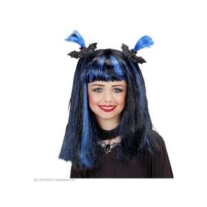 Kék és fekete boszorkány paróka denevér hajcsipeszekkel, Halloween jelmez kiegészítő - Widmann