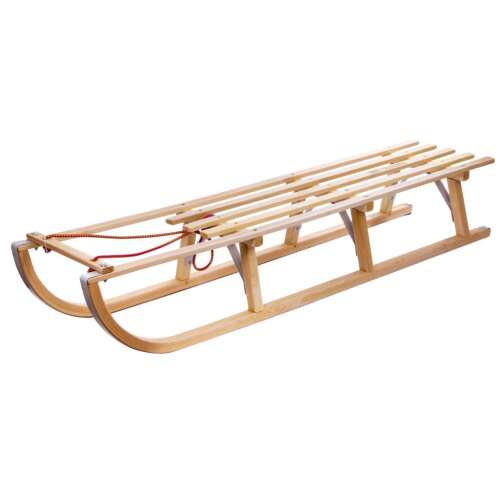 Wooden sled, 125 cm long, with rope for pulling