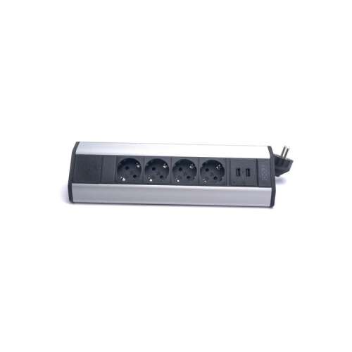 TOO VPS-317-4S 4-es sarokelosztó 2 USB porttal, ezüst színben - Elosztó