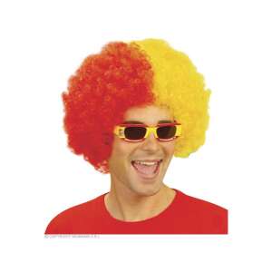 Piros-sárga göndör paróka szurkolóknak, felnőtt méret, jelmez kiegészítő - Widmann