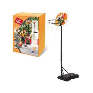 Basketballkorb mit verstellbarer Höhe, Marke Fun Sport, schwarzer Metallrahmen, weißes Rückbrett, Netz, Räder, wassergefüllter Sockel - Basketball