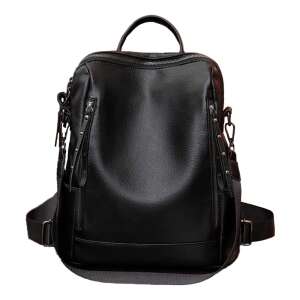 Dollcini schwarzer PU-Leder-Rucksack für Damen, College-Rucksack, lässiger Tagesrucksack, Business-Reise-Rucksack - Rucksäcke