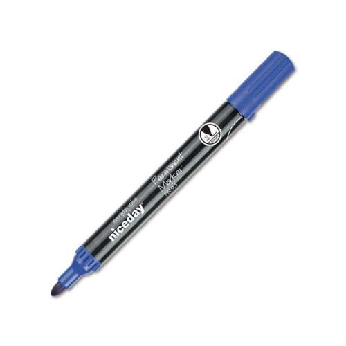 Marker permanent Niceday, albastru, vârf rotund