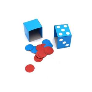 Set de 30 discuri de numărat pentru copii, discuri de hârtie roșii și albastre cu cutie de depozitare - Discuri și tije de numărare