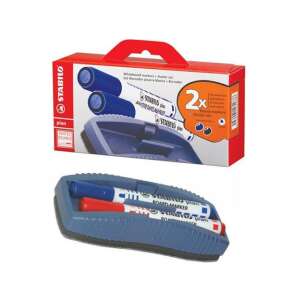 Stabilo plan Whiteboard-Marker-Set mit blauen und schwarzen Markern und einem Schwamm - Tafel- & Flipchart-Marker