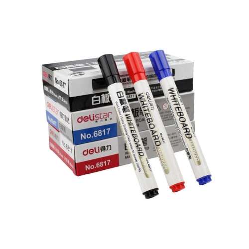 Deli Whiteboard-Marker, schwarz, rot und blau, 3er-Pack