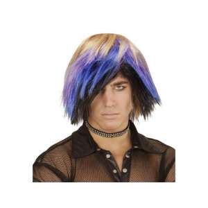 Emo men's wig, black, blue, purple, blonde, short, costume wig - Dressing Accessory