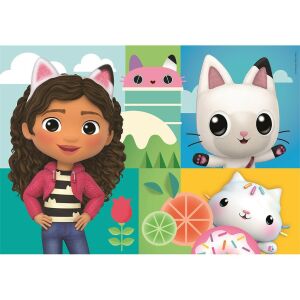 Puzzle Clementoni Gabby's Dollhouse cu 30 de piese, cu Gabby și prietenii ei pisici - Puzzle 3D & Puzzle cu burete