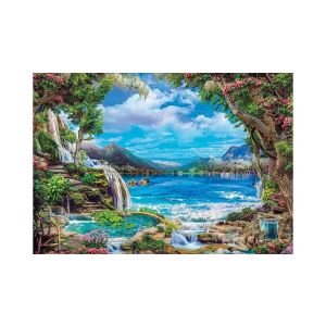 Puzzle Clementoni Paradiesische Landschaft de 2000 de piese cu o cascadă vibrantă. - Puzzle 3D & Puzzle cu burete
