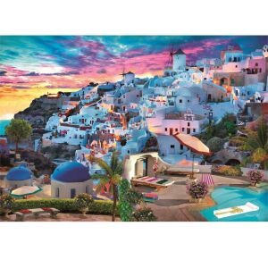 Puzzle Clementoni Santorini Apus de Soare 500 piese - Puzzle 3D & Puzzle cu burete