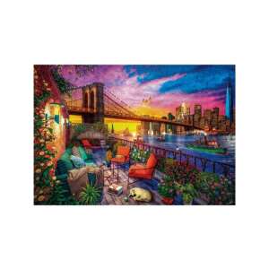 Fertiges 3000-teiliges Puzzle, Sonnenuntergang in Manhattan, von Clementoni, mit Blick auf die Brooklyn Bridge und die Freiheitsstatue - Clementoni Puzzle