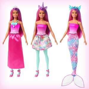 Păpușa Barbie Dreamtopia Sirenă Transformabilă cu Accesorii, prezentând diferite look-uri - Mattel