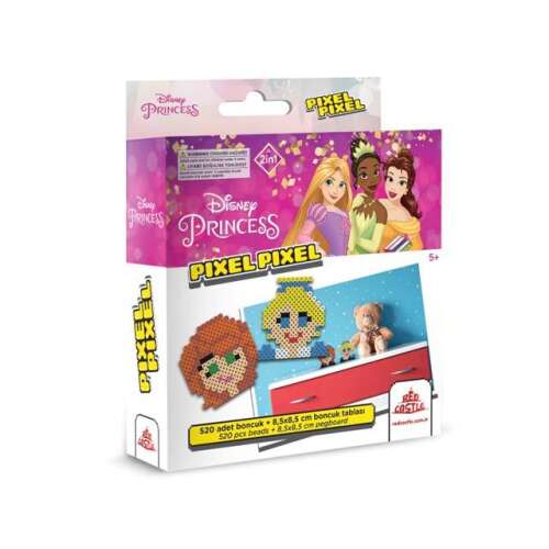 Disney Prinzessin Pixel Pixel 2-in-1 Perlenset mit 520 Perlen und 2 Steckbrettern, mit Arielle und Belle