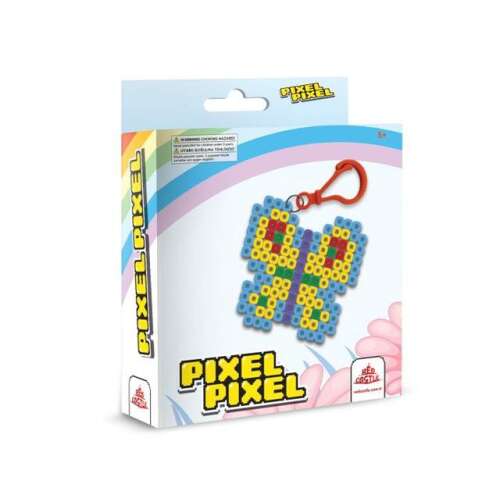 Pixel Pixel Schmetterlings-Schlüsselanhänger-Perlenset, Bügelperlen für Kinder, erstelle deinen eigenen Schlüsselanhänger, bunte Perlen, Schmetterlingsdesign, Marke Red Castle