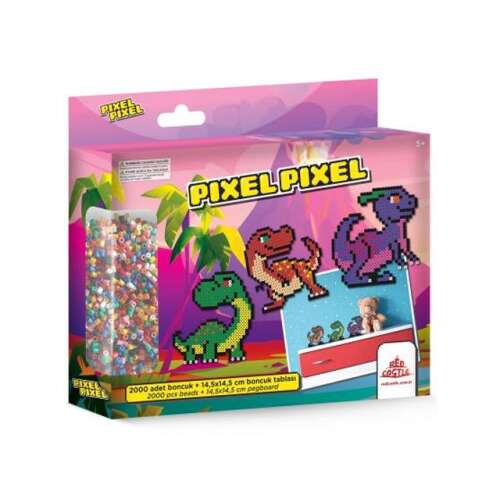 Pixel Pixel Dinosaurier Perlenset, 2000 Perlen, 14,5x14,5 cm Perlenplatte, erstelle deine eigenen Dinosaurier-Designs