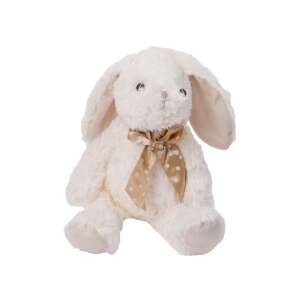 White plush bunny with gold ribbon, 25 cm - Plush Toy