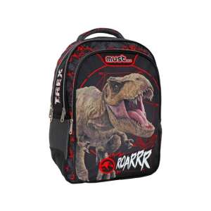 Jurassic World T-Rex iskolatáska, Must márka, fekete vörös részletekkel, dinoszaurusz mintával - Luna