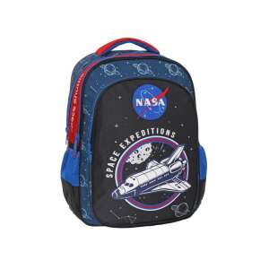 NASA Space Expeditions háromrekeszes iskolatáska, kék színben, űrsikló és bolygók mintával - Luna
