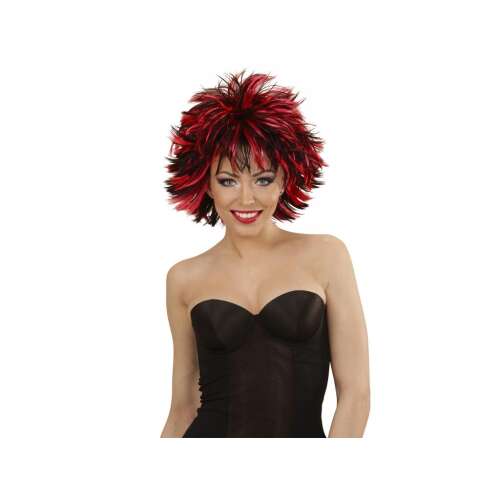 Dampfende Damenperücke, Schwarz-Rot 85108532